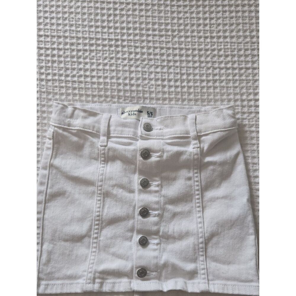 abercrombie kids White Front-Button Denim Mini Skirt